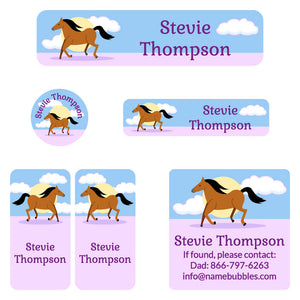horse sunset stallion camp labels pack