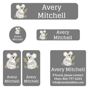 camp labels pack koala gray