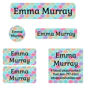 camp labels pack mermaid pattern rainbow