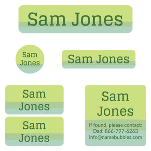 camp labels pack ombre green