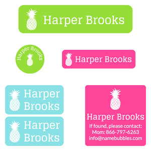 pineapple white camp labels pack