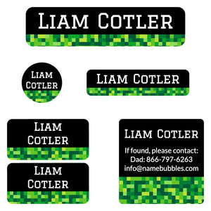 camp labels pack pixels green