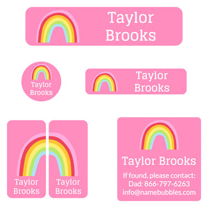 rainbows pink camp labels pack