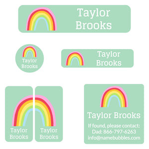 rainbows turquoise camp labels pack