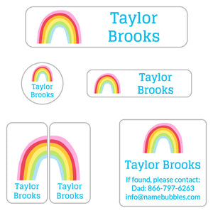 rainbows white sky blue camp labels pack