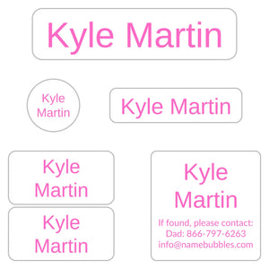 camp camp labels pack simple bright pink