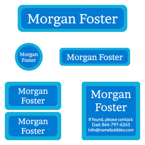 camp labels pack solid border bright blue
