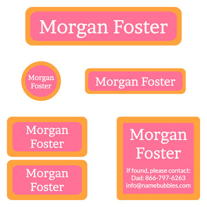 camp labels pack solid border coral