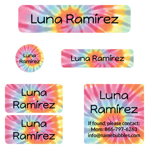 Tie-dye camp labels pack