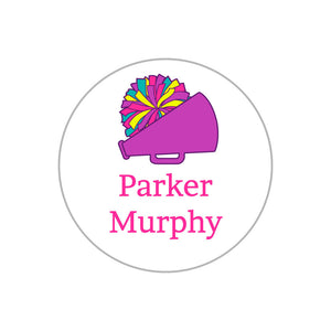 cheer pom pom purple circle name labels