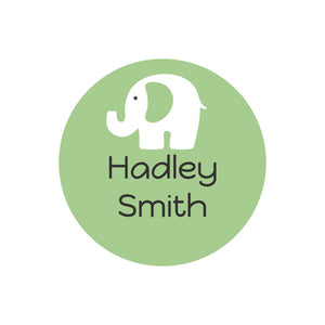 elephant muted green circle name labels
