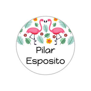 flamingo white circle name labels