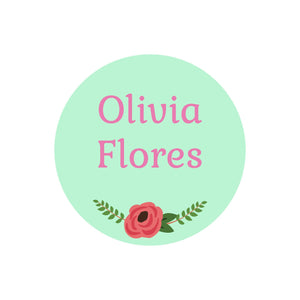 circle name labels floral mint