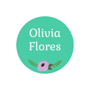 circle name labels floral turquoise