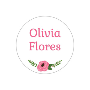 circle name labels floral white