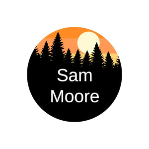 circle name labels with forest silhouette and sky design