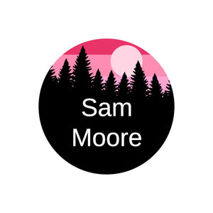 circle name labels with forest silhouette and sky design