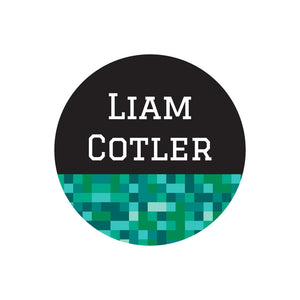 circle name labels pixels turquoise