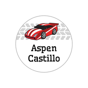 race car red circle name labels