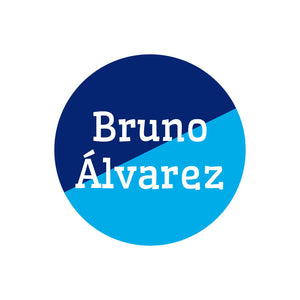 two-tone navy blue bright blue circle name labels