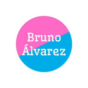 two-tone pink bright blue circle name labels