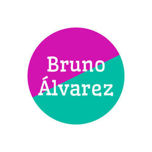 two-tone red violet turquoise circle name labels