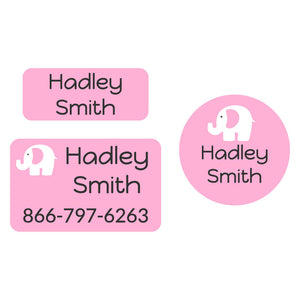 elephant baby pink clothing labels pack