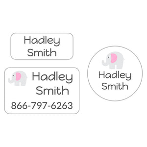 elephant white baby pink clothing labels pack