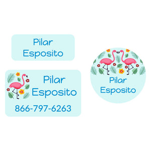 flamingo light blue clothing labels pack