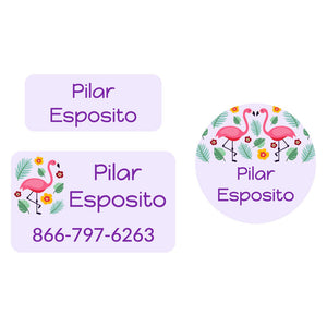 flamingo light purple clothing labels pack