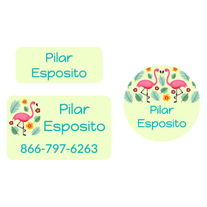 flamingo yellow green clothing labels pack