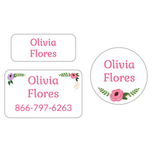 clothing labels pack floral white