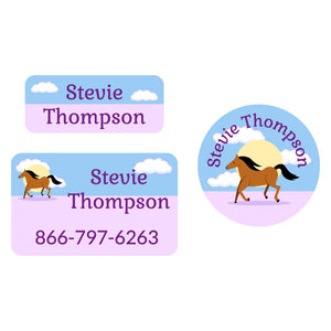 horse sunset stallion clothing labels pack