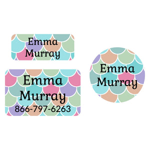 clothing labels pack mermaid pattern rainbow