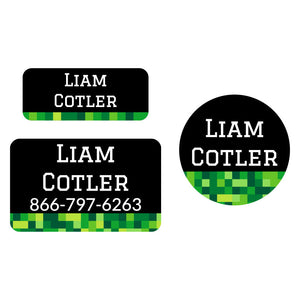 clothing labels pack pixels green