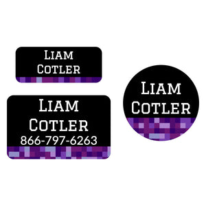 clothing labels pack pixels purple