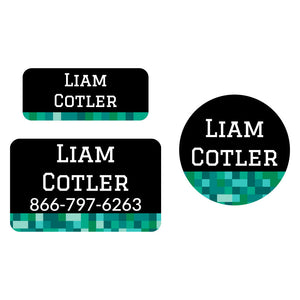 clothing labels pack pixels turquoise