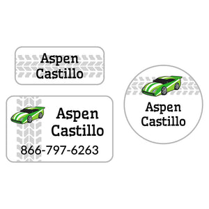race car green clothing labels pack