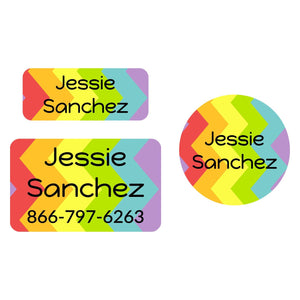 rainbow zig-zag clothing labels pack