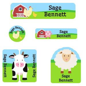 farm animals daycare labels pack