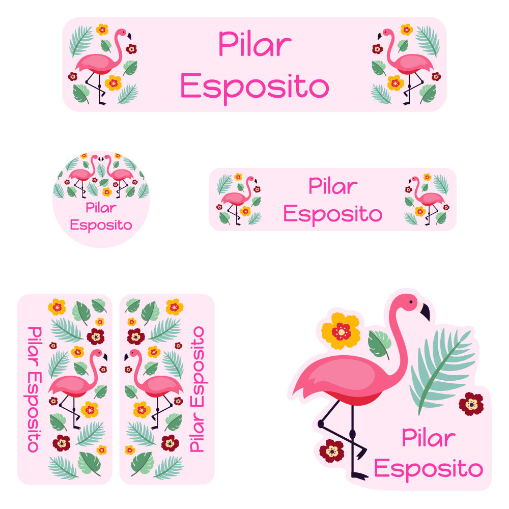 Daycare Name Stickers: Flamingo Name Labels