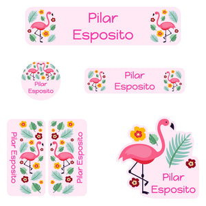 flamingo light pink daycare labels pack