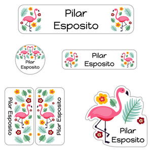 flamingo white daycare labels pack