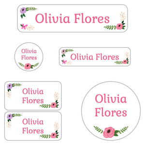 daycare labels pack floral white