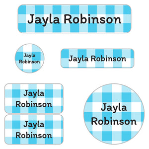 gingham daycare labels pack