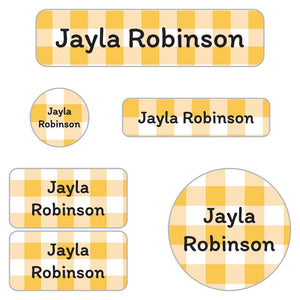 gingham daycare labels pack