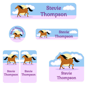 horse sunset stallion daycare labels pack