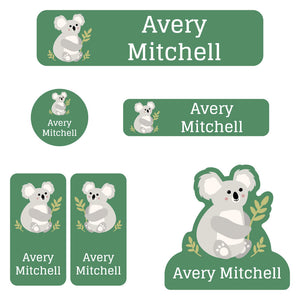 daycare labels pack koala eucalyptus green