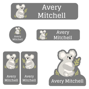 daycare labels pack koala gray