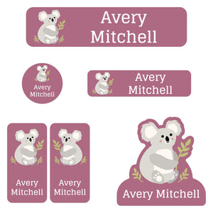 daycare labels pack koala magenta